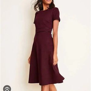 ANN TAYLOR FAUX LEATHER TRIM RED PLAID DRESS 6